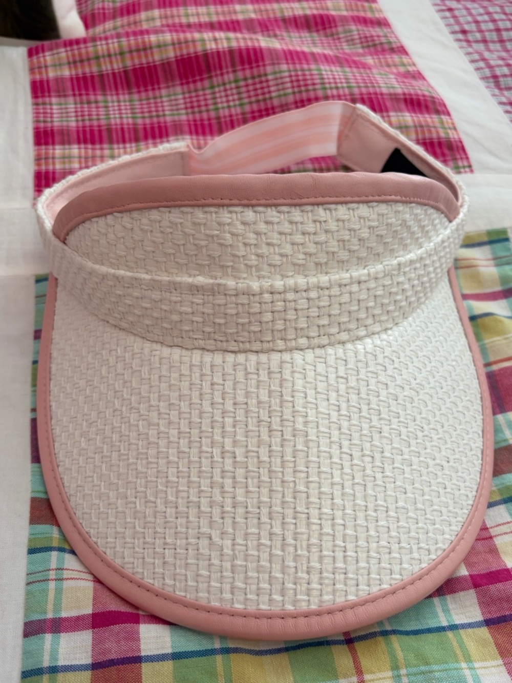NWOT rag & bone Pink Trim Plaid Visor